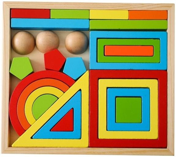 Binchi Montessori Holzbausteine Regenbogen Stapelbaustein, Grau, ab 4 Jahren - Bild 1