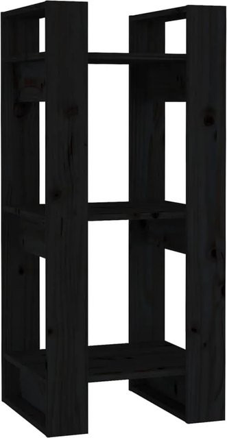 vidaXL Bücherregal und Raumteiler aus Massivholz Kiefer in Schwarz, B/T/H: 41 x 35 x 91 cm - Bild 1