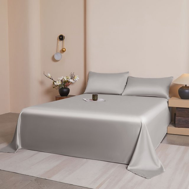 Seidiges Bettlaken EGW in Grau, atmungsaktiv und feuchtigkeitsableitend für den Sommer, King-Size, Breite: 274 cm, Tiefe: 259 cm - Bild 1