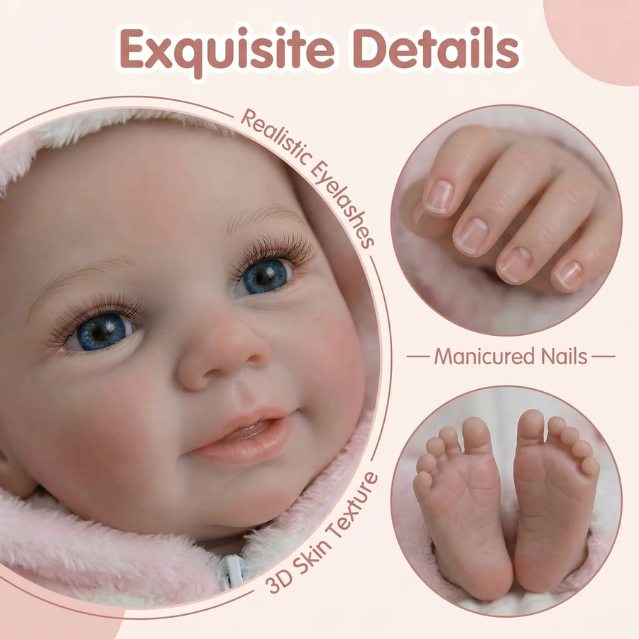 NPK Reborn Baby Puppe Vivienne, 18 Zoll, Stoffpuppe, Ganzkörper-Stoffpuppe - Bild 3
