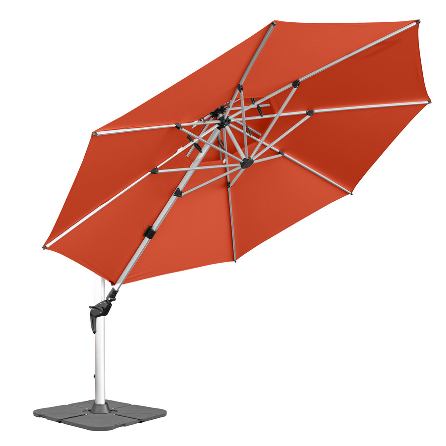 Anndora Ampelschirm rund Terracotta Rot mit Betonplattenständer, 4m Durchmesser, Aluminiumgestell und Doppeldach mit UPF 50 Schutz - Bild 1