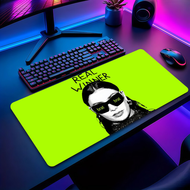 Singer Art Cool C-Charli XCX B-Brat Mauspad in Grün, rutschfestes und verdicktes Desktop-Mauspad mit Lockedge für Gaming und Büro - Bild 1