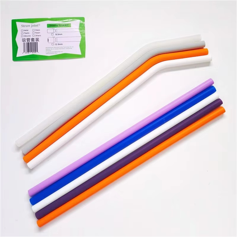 10 Stück farbige Silikonstrohhalme in Lebensmittelqualität, hitzebeständig und geruchlos, Multicolor - Bild 1