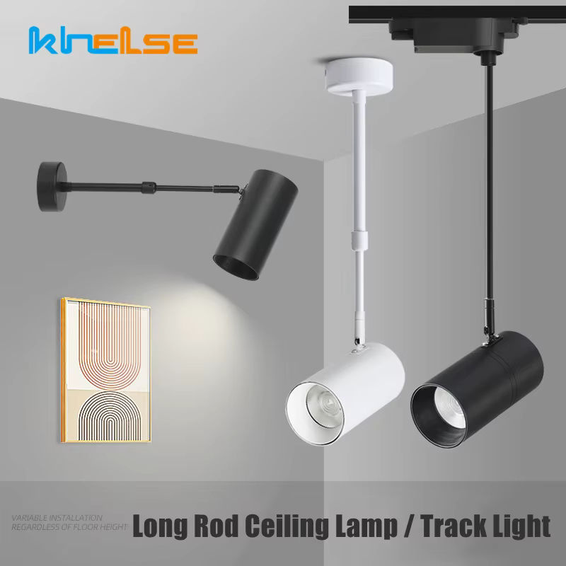 Khelse LED COB Schienenscheinwerfer mit Teleskop-Langer Stange, drehbar und verstellbar, Farbe: Schwarz oder Weiß - Bild 2