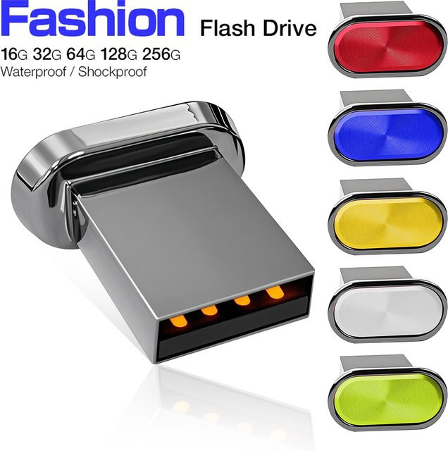 KFHIREW Super Mini USB-Stick aus Metall mit USB 2.0 Hochgeschwindigkeits-Flash-Laufwerk in Blau und Multicolour - Bild 1