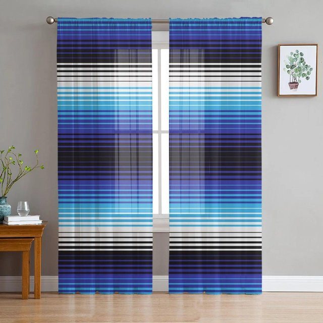 A Family Of Home Textiles Mexikanische Streifen Vorhänge Transparent Bunt B/H: 135 x 213 cm (2 Stück) - Bild 1