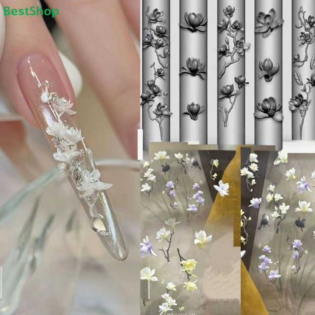 HNKMP 3D-Magnolienblüten-Silikonform für Nagelkunst, geprägte Acryl-Blumen-Nageldekorationsform - Bild 1