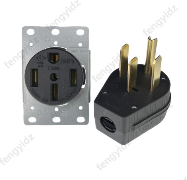 Fengyidz US-Generator-Steckdose NEMA 14-50R 4-Loch Inline-Drahtstecker 250 V 50 A in Schwarz - Bild 1