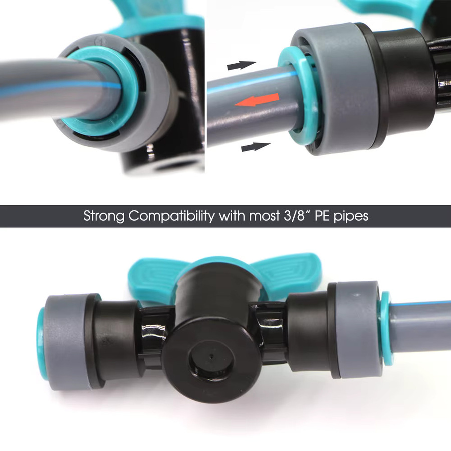 MUCIAKIE PE Schlaucharmaturen und Wasseranschluss-Adapter 3/8 Zoll für 9/12mm PE Rohre mit Reduzierstück, T-Stück und Winkelarmaturen aus Kunststoff - Bild 3