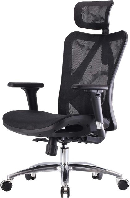 Ergonomischer SIHOO Bürostuhl in Schwarz mit verstellbaren Armlehnen und Kopfstütze, belastbar bis 150 kg - Bild 2