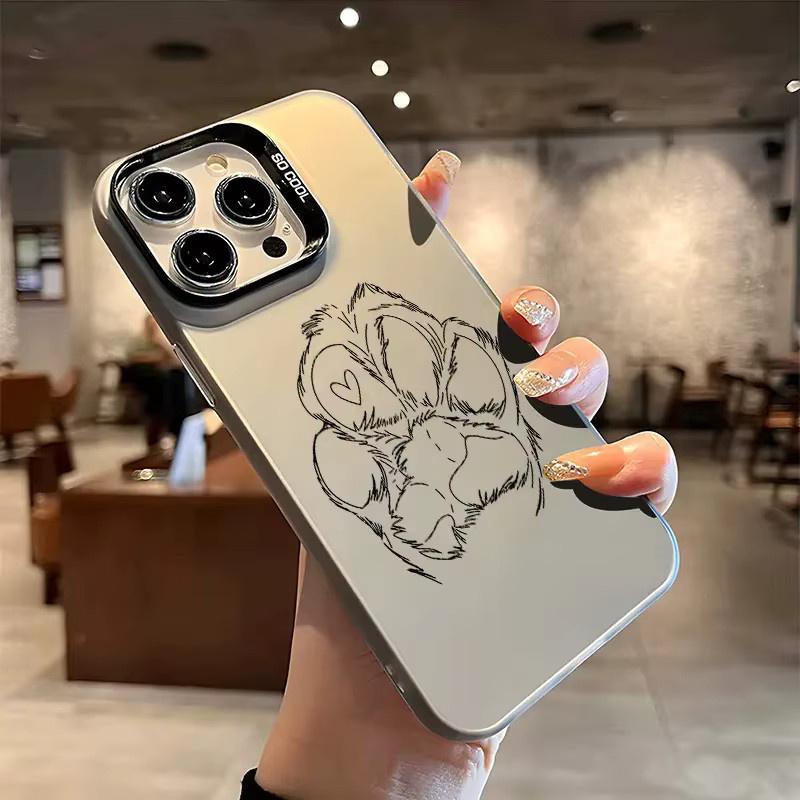 Stoßfeste Handyhülle mit Hundepfotenabdruck in Silber für iPhone 11 bis iPhone 17 Pro Max - Bild 2