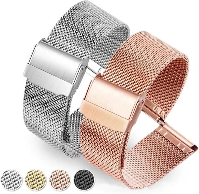 MULILAI Uhrenarmband Milanese, Edelstahl, Schwarz, Roségold, Unisex - Bild 1