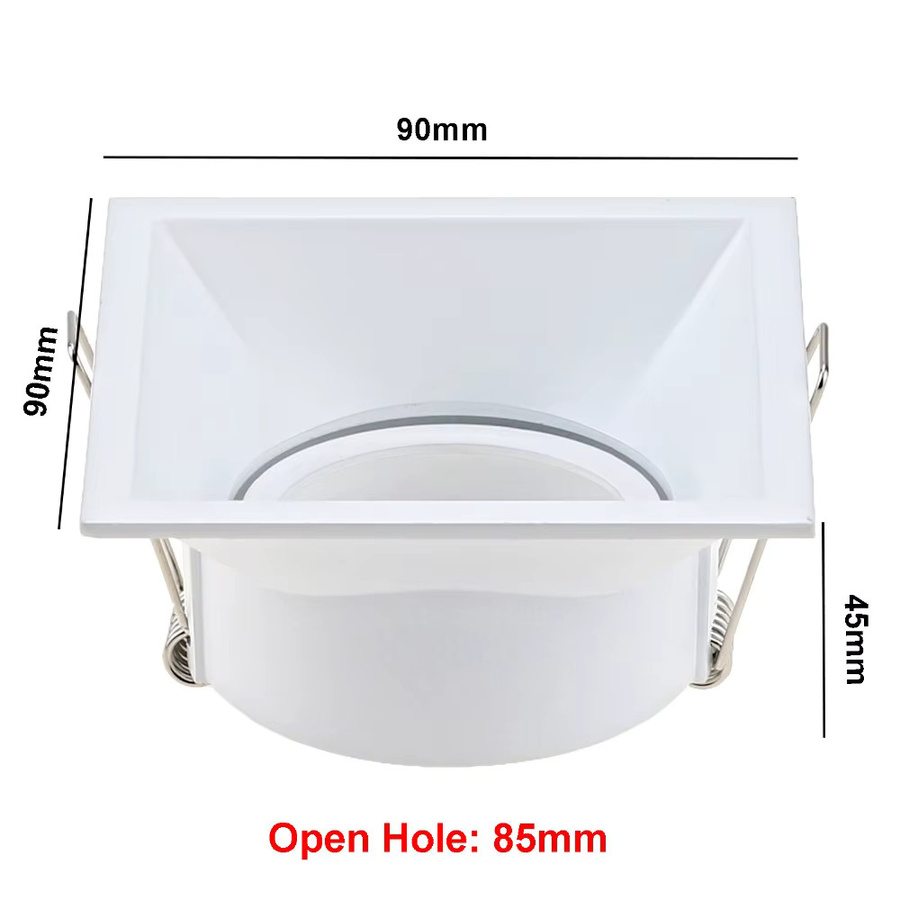 JOYINLED Kommerzieller Aluminium LED Einbau-Downlight Strahler, quadratisch, weiß, mit verstellbarem Rahmen und GU10 MR16 Fassung - Bild 1
