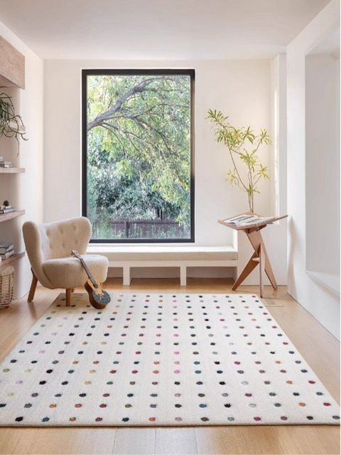 VIKAMA Nordic Teppich mit buntem Punktmuster in Multicolour für Wohnzimmer, Schlafzimmer und Kinderzimmer, B/T: 80 x 80 cm - Bild 1