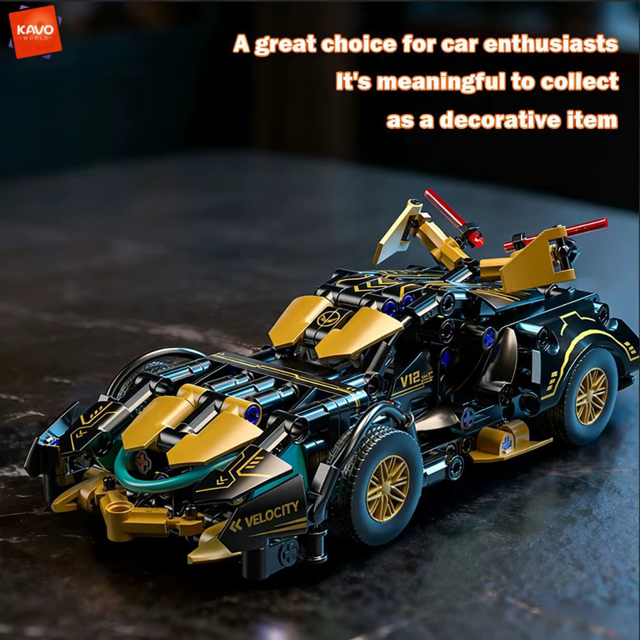 KAVOWORLD V12 Velocity Supercar, Bausatz, 313 Teile, Schwarz-Gold - Bild 5