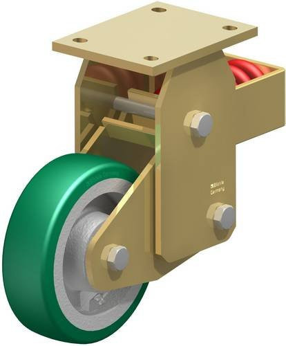Blickle BSFN-GST 160K Bockrolle gefedert in Silber und Grün mit 160 mm Rad-Durchmesser und 600 kg Tragfähigkeit - Bild 1