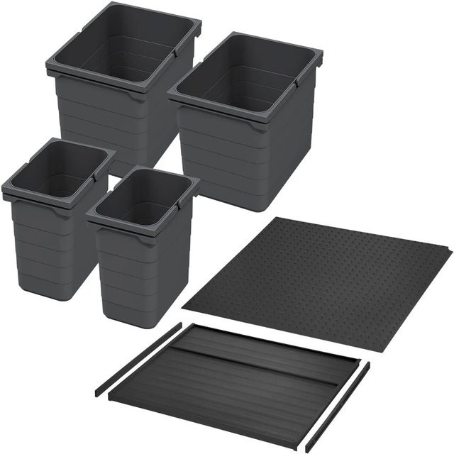 Ninka Abfalltrennsystem Eins2vier KB für Schubladen, Dunkelgrau, 2x 7L und 2x 15L - Bild 1
