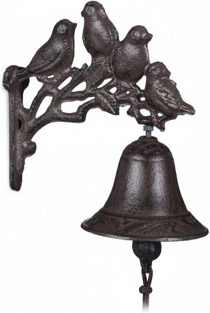 Relaxdays Türglocke aus Gusseisen mit Vogel-Motiv in Braun im Landhausstil, B/T/H: 17 x 10 x 17 cm - Bild 1