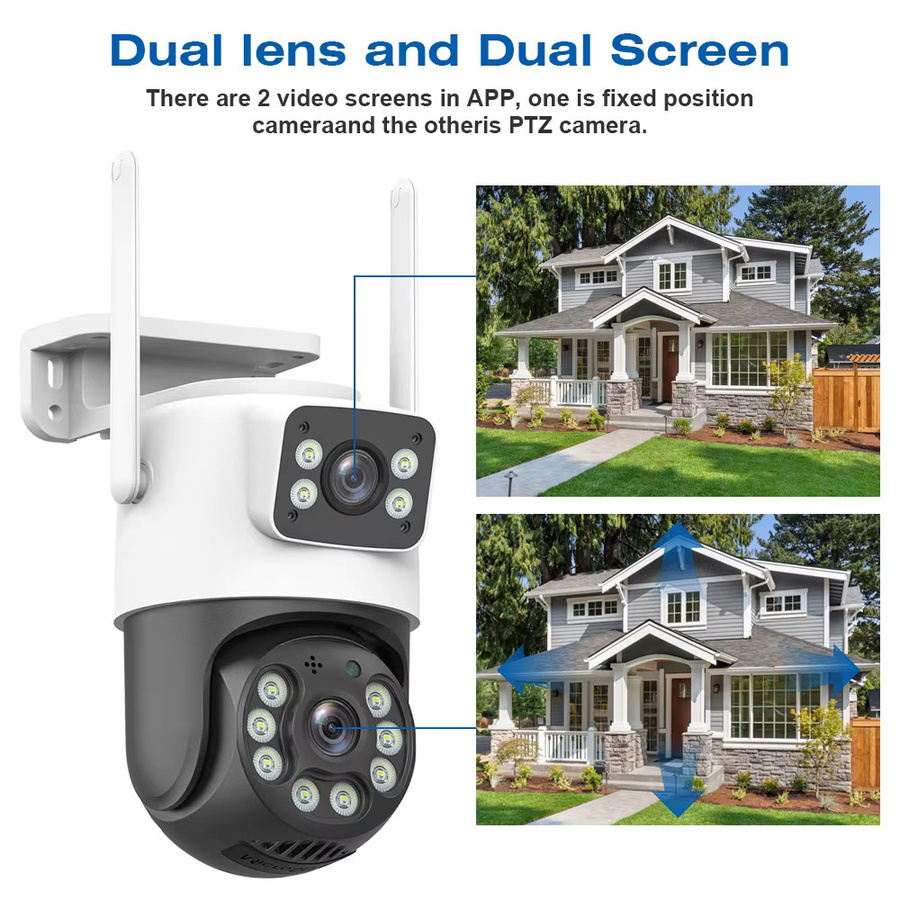 DDBROUGEN 4K 8MP WiFi-Überwachungskamera mit Dual-Objektiv, 4-fachem Digitalzoom, KI-Menschenerkennung und PTZ-Funktion für den Außenbereich in Weiß - Bild 4