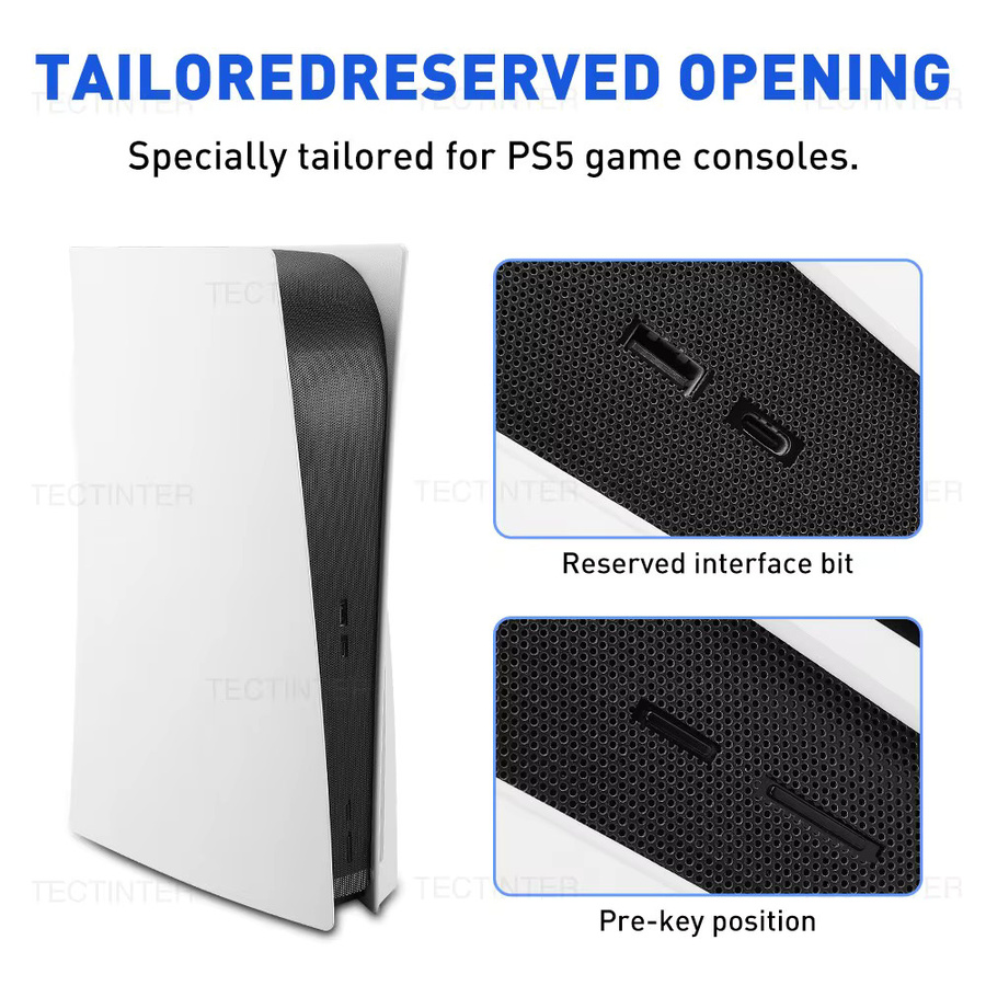 TECTINTER Staubschutzfilter Mesh für PS5, PS5 Pro und PS5 Slim in Schwarz, atmungsaktive Anti-Scratch Abdeckung für dein PlayStation Zubehör - Bild 3