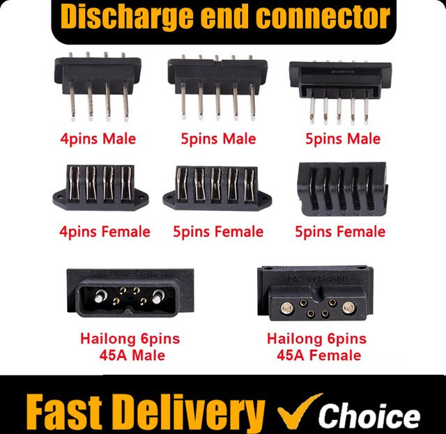 Hailong Stromentladungsstecker in Schwarz als 4 Pins oder 5 Pins Stecker oder Buchse für E-Bike-Teile - Bild 1