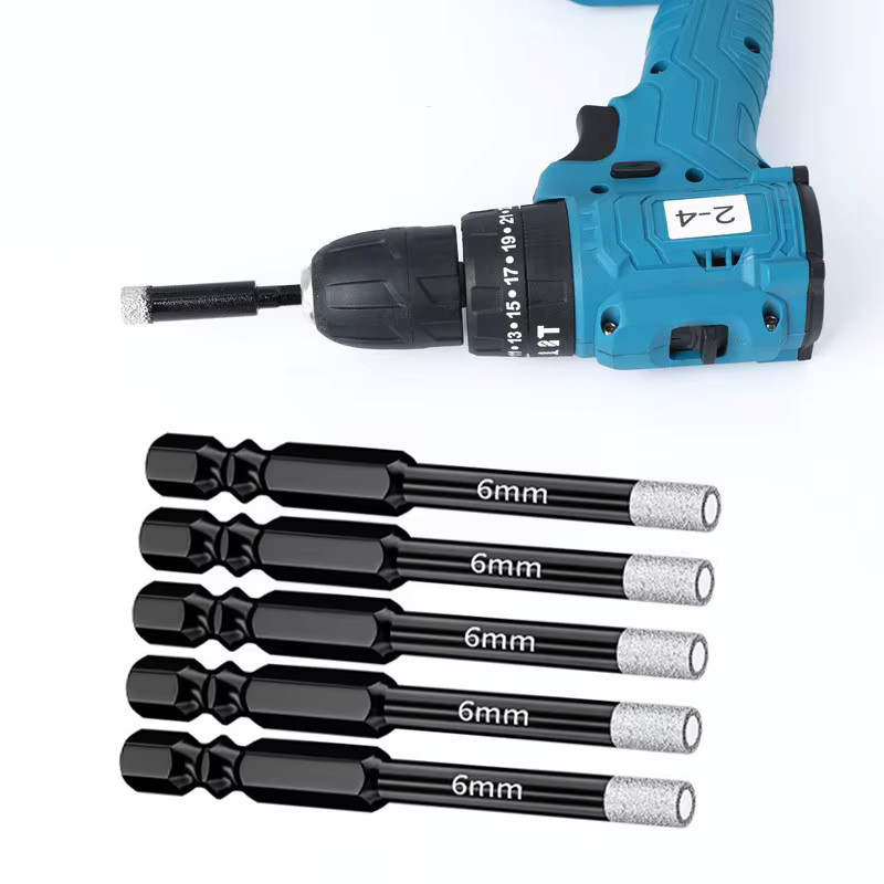 5 Stück Diamant-Lochsägenschneider Set mit 6 mm Sechskantgriff für Marmor, Granit, Keramik, Glas und Fliesen - Bild 4