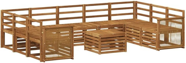 vidaXL Sofagarnitur aus Massivholz Akazie in Braun mit Latten-Design und Armlehnen - Bild 1