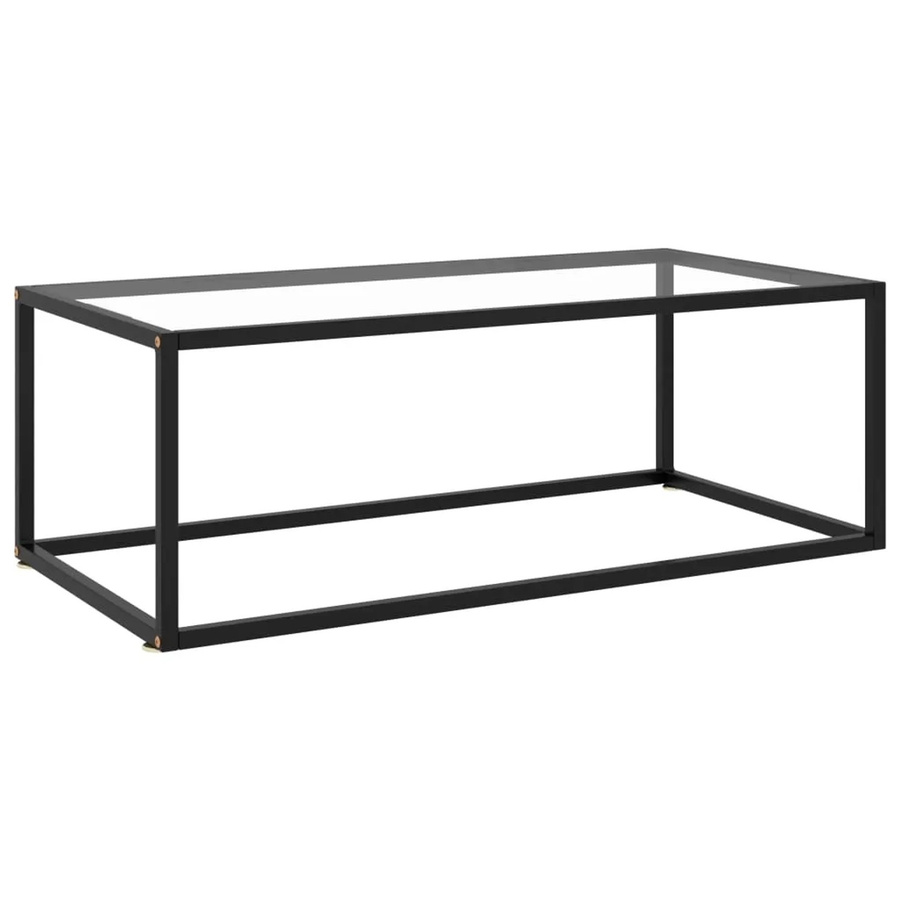 vidaXL Couchtisch in Schwarz mit Hartglas und pulverbeschichtetem Stahl, B/T/H: 100 x 50 x 35 cm - Bild 2