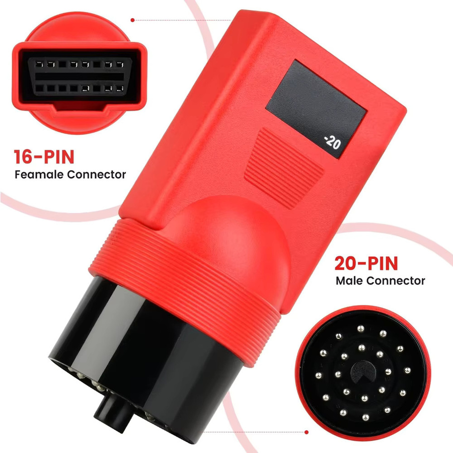 Autel BMW 20 Pin auf 16 Pin OBD2 Adapter für MaxiSys MS906 MS908 Diagnose Werkzeug in Rot - Bild 2