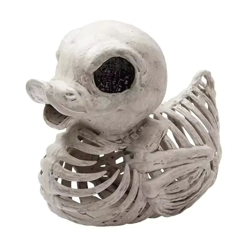 Dekorative Halloween Enten-Skelett Figur aus Kunstharz in Weiß - Bild 5