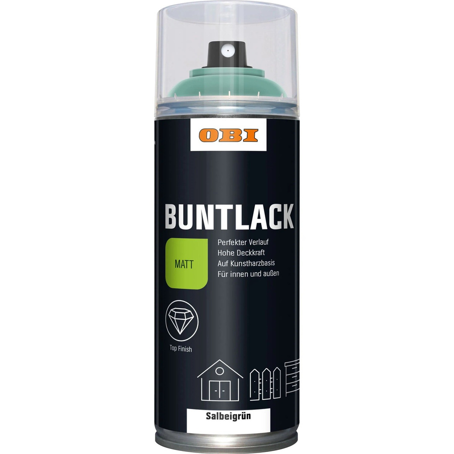 OBI Buntlack Spray Salbeigrün matt aus Synthetikharz für Holz, 400 ml - Bild 2