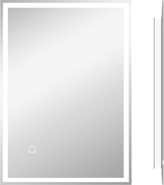 HOMCOM LED-Badezimmerspiegel Wandspiegel mit Touchschalter, IP44, Rechteckig, Silber/Weiß, B: 80 cm, H: 60 cm - Bild 1