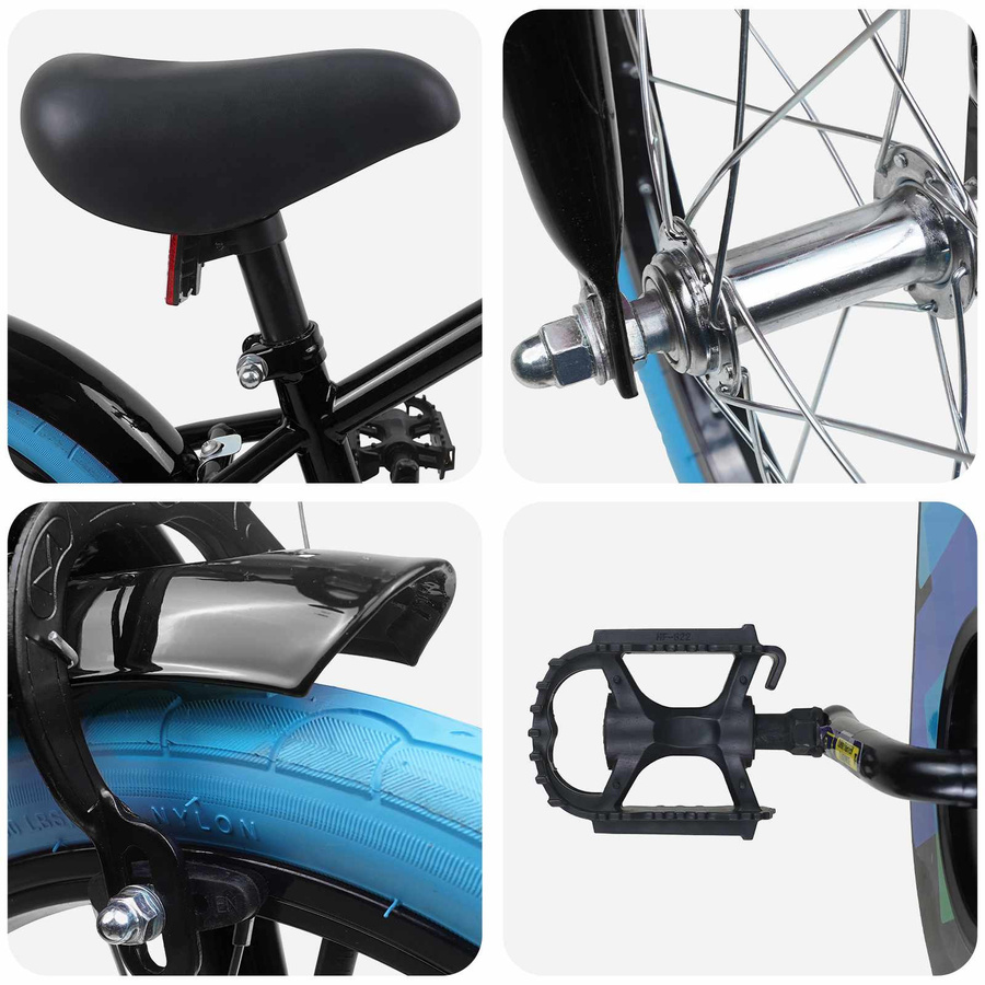 VD Home Furnishing Kinderfahrrad 16 Zoll Schwarz für Kinder 4-6 Jahre - Bild 3