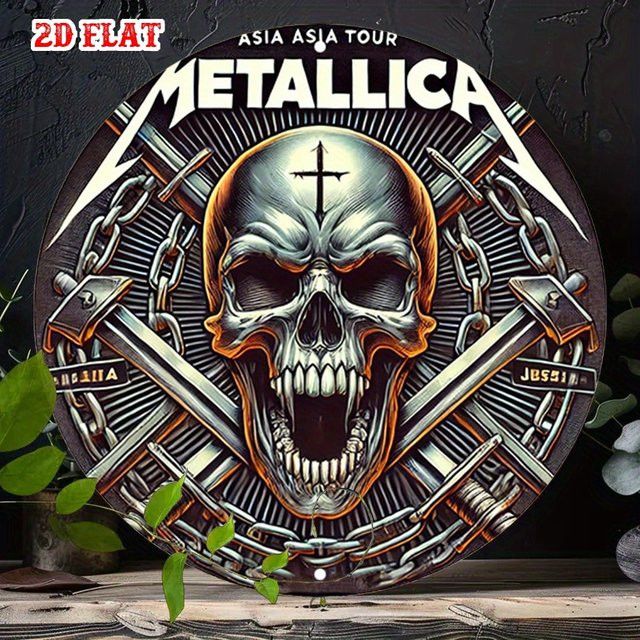 Rundes Aluminium-Blechschild von Potdemiel mit Totenkopf und Kreuz-Symbol, Durchmesser: 20 cm - Bild 1