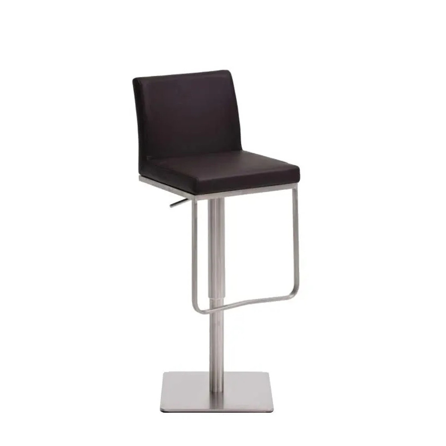 DELUKE Barhocker CARIN in Braun mit Kunstleder und silbernem Fuß, höhenverstellbarer Barstuhl mit Lehne und 360 Grad Drehbarkeit, B/T/H: 42 x 44 x 86 cm - Bild 2