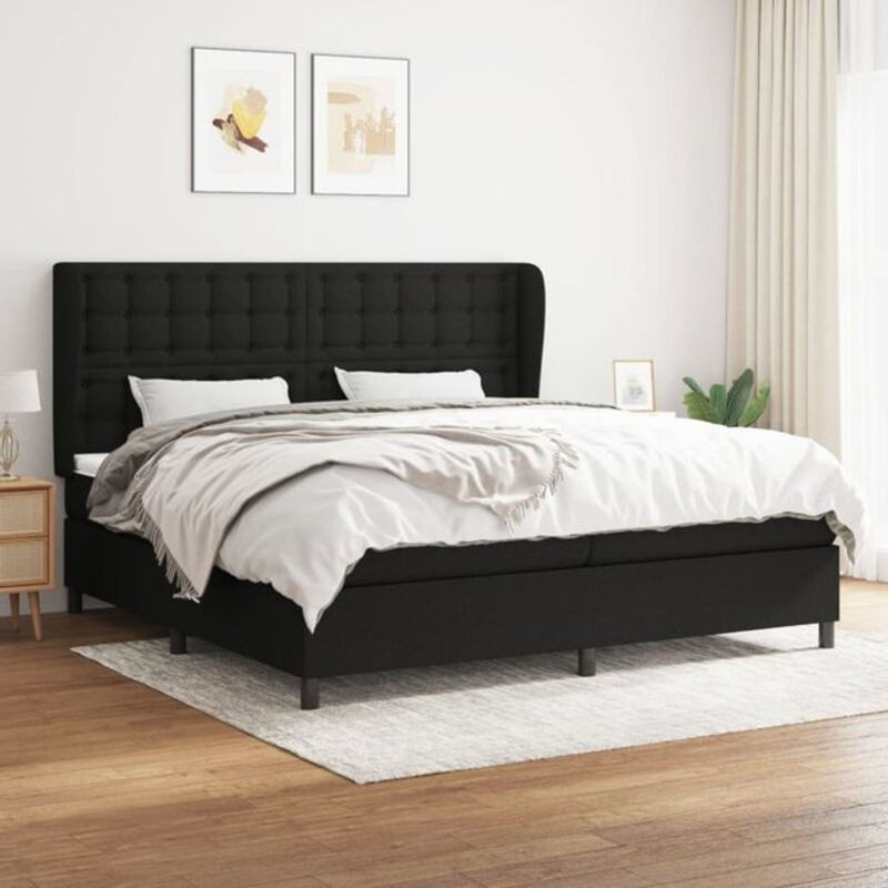 Vidaxl Boxspringbett mit Matratze aus Stoff in Schwarz, B/T: 200 x 200 cm - Bild 1
