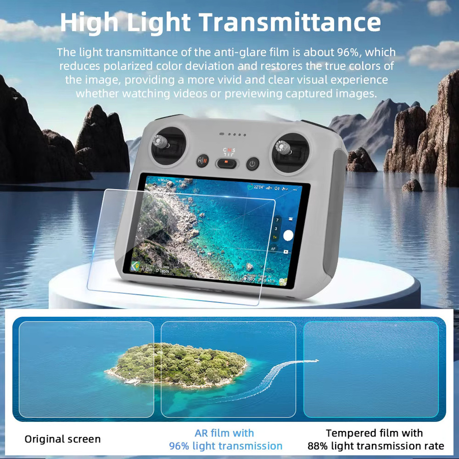 Brdrc HD Full Cover Displayschutzfolie für DJI Drohnen Fernbedienungen RC und RC 2, transparent - Bild 3