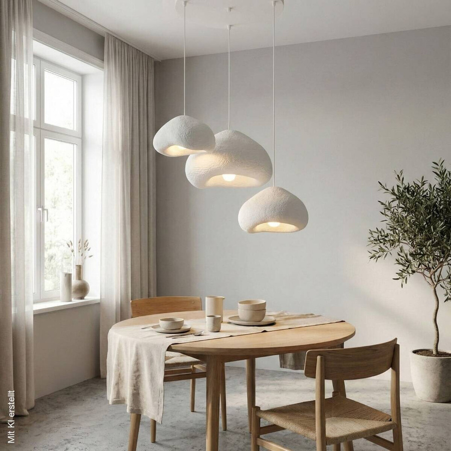 Opviq Pendelleuchte weiß aus Glas und Metall mit 3 E27 Fassungen, B/T/H: 82 x 82 x 115 cm - Bild 2