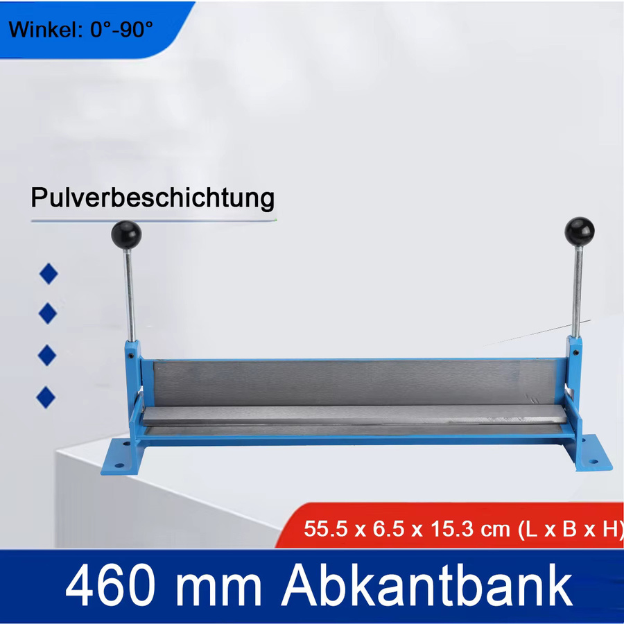 Manuelle Blechbiegemaschine aus Gusseisen in Blau für HVAC und Autoreparatur, 460 mm, verstellbar von 0-90 Grad - Bild 4