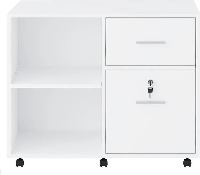 Vente-unique Rollcontainer Niliko Weiß mit Rollen für das Büro Breite: 80 cm - Bild 1