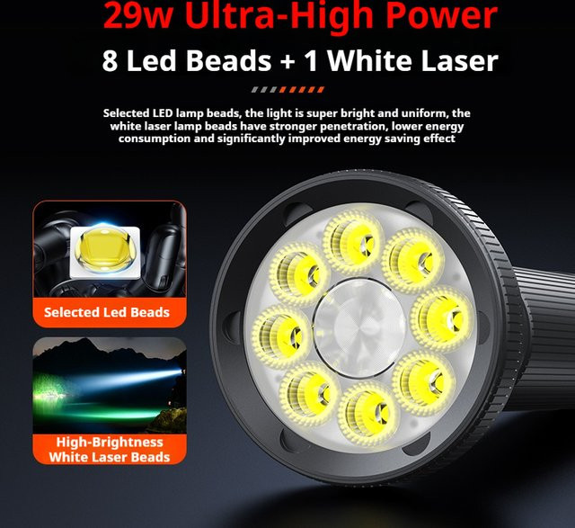 Philips SFL6252 Hochleistungs-LED-Taschenlampe in Schwarz mit 9 Lampenperlen, wiederaufladbare Camping-Taschenlampe aus Aluminium und Kunststoff - Bild 1