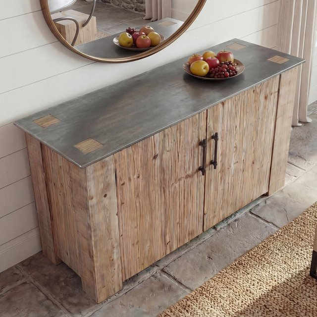 MCW Sideboard L76 im Industrial Design aus Massiv-Holz und Eisen, Farbe Natur/Schwarz, B/T/H: 120 x 48 x 80 cm - Bild 1