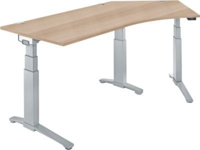 Schäfer Shop Genius ERGOSTYLE S Schreibtisch elektrisch höhenverstellbar, C-Fuß, Eiche/weißaluminium, B: 216,5 cm, T: 80 cm, H: 64,5-130,5 cm - Bild 1