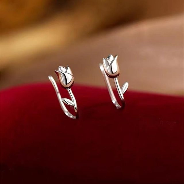 Ohrstecker Tulpe, Edelstahl, Silber, Damen - Bild 1