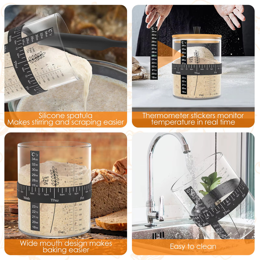 Willstar Weithals-Sourdough-Starterglas-Set aus Glas, transparent, 1,5 l - Bild 2