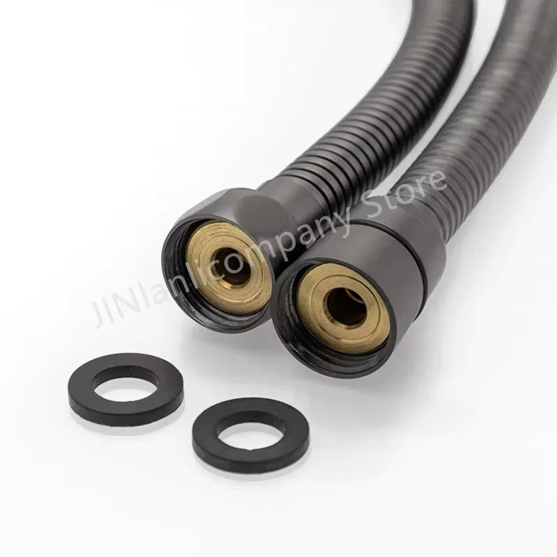 Flexibler Duschschlauch für Bad und Handbrause in Schwarz, Grau und Gold, Länge: 150 cm - Bild 2
