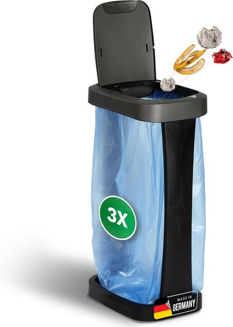 Novaliv 3er Set Müllsackständer mit Deckel für 70L bis 120L Müllsäcke, robust und outdoor geeignet - Bild 1