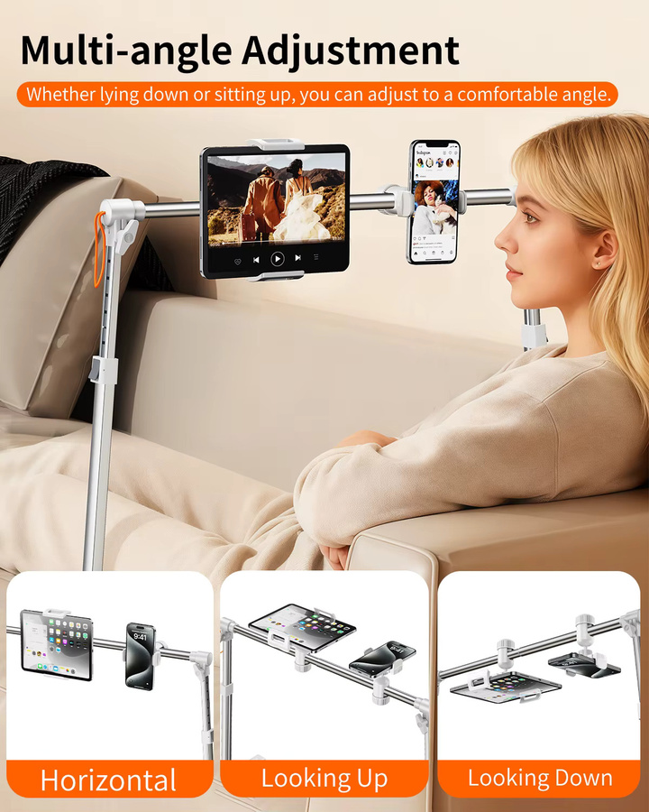 EARY Tablet-Ständer und Telefonhalter für Bettgestelle, höhenverstellbare Halterung für iPhone, Samsung und iPad von 4,7 bis 12,9 Zoll - Bild 2