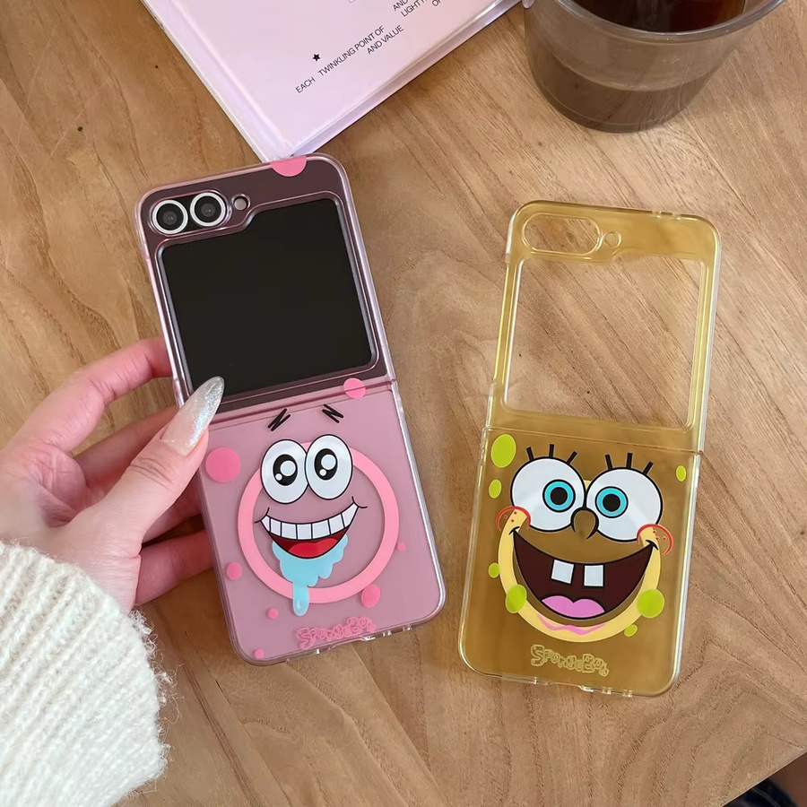 SpongeBob Schwammkopf und Patrick Star Magnetische MagSafe Wireless-Lade-Handyhülle für Samsung Galaxy Z Flip 7 6 5 Niedrige weiche Hülle - Bild 2
