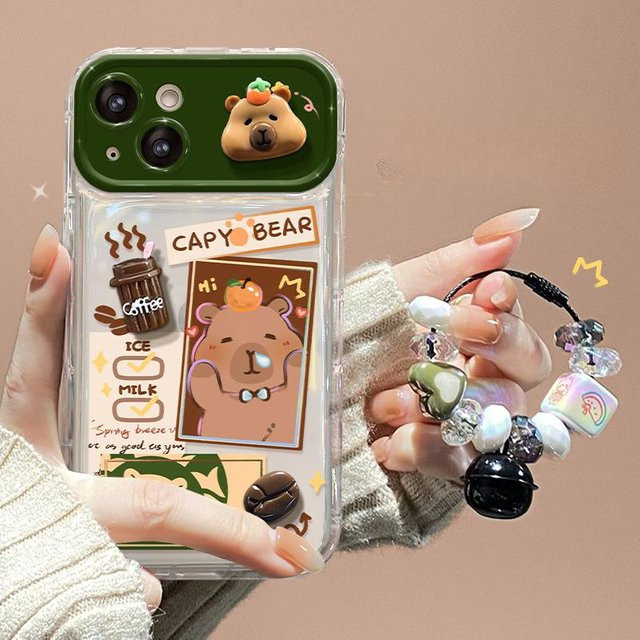 Capybara Puppenanhänger für Apple iPhone 12, 13, 14, 15 und XS in Transparent aus Silikon - Bild 1